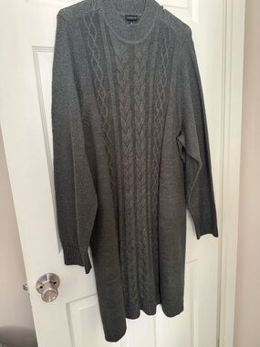 Women’s Cable-Knit Sweater Dress - Gray